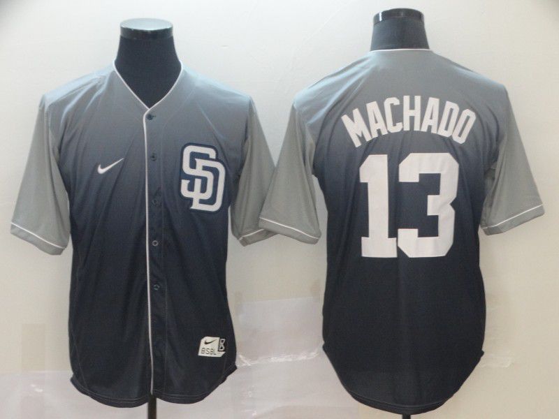 Men San Diego Padres 13 Machado Grey Nike Fade MLB Jersey